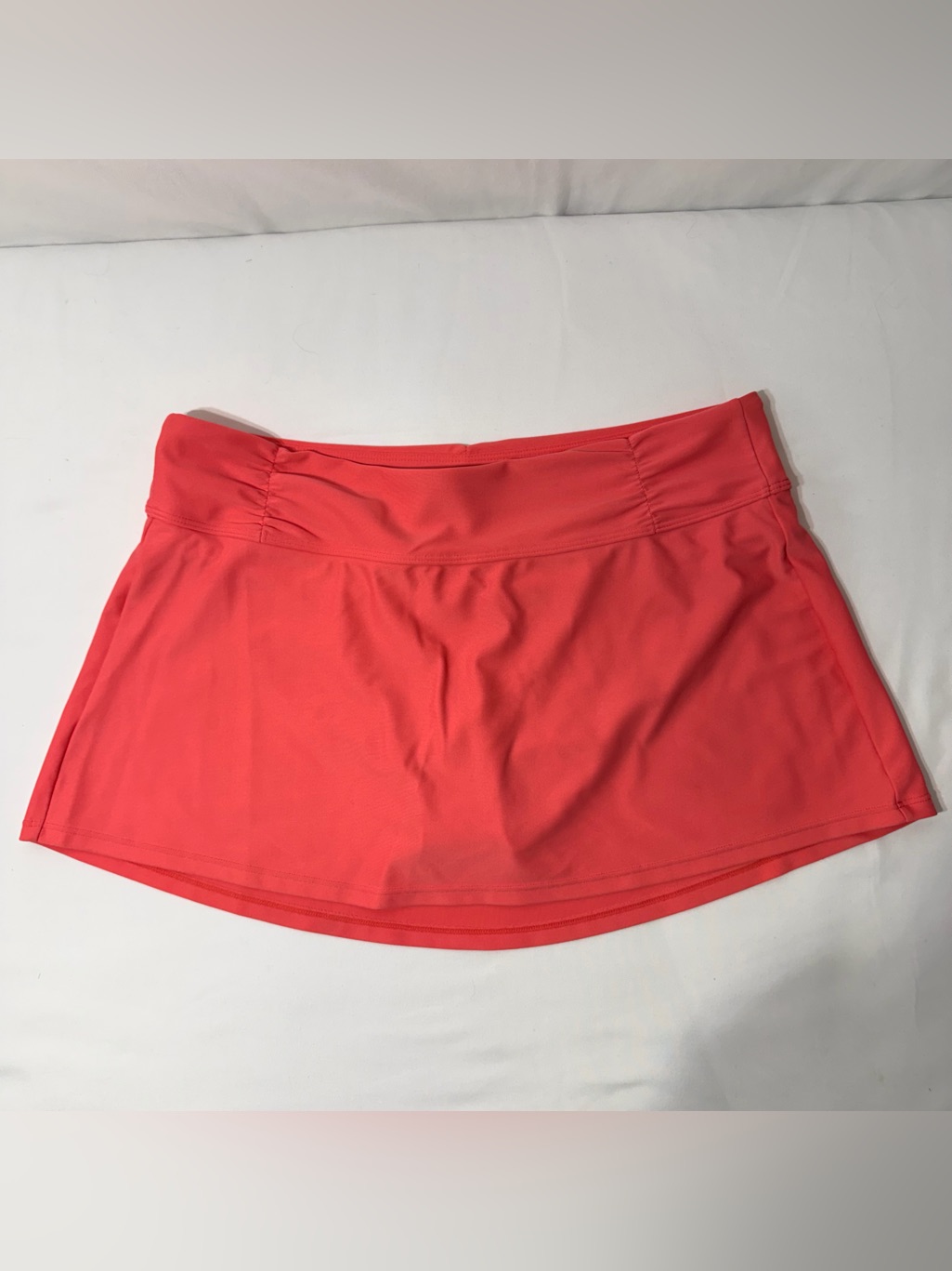 Athleta Swim Simply Skirt Coral Pink Ruched Swimsuit Skort Womens Small